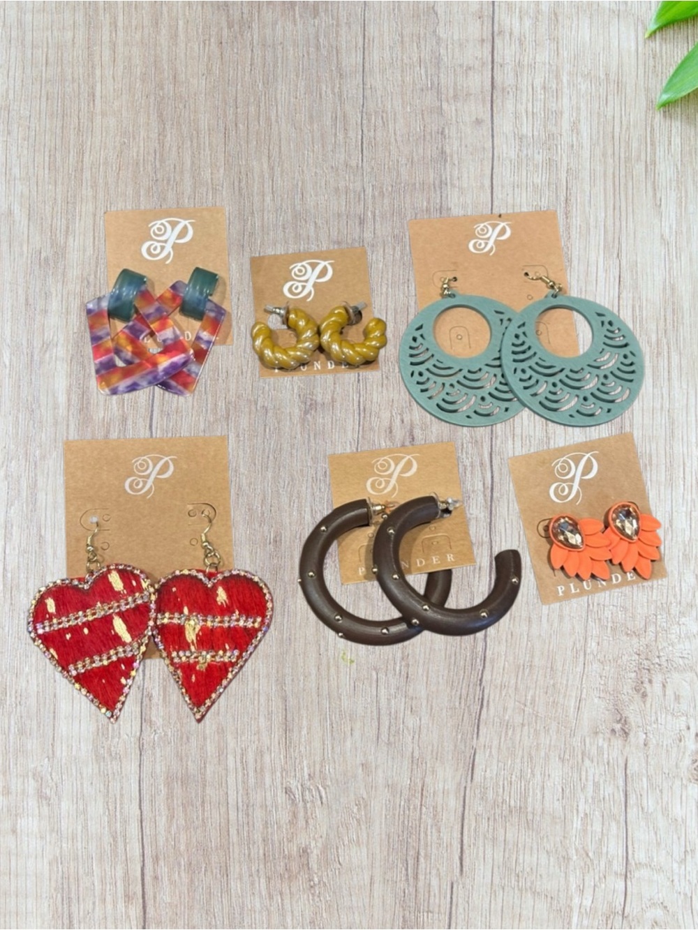 Assorted Statement Earrings - Six Pair Included Multicolor, Red, Orange, Teal
